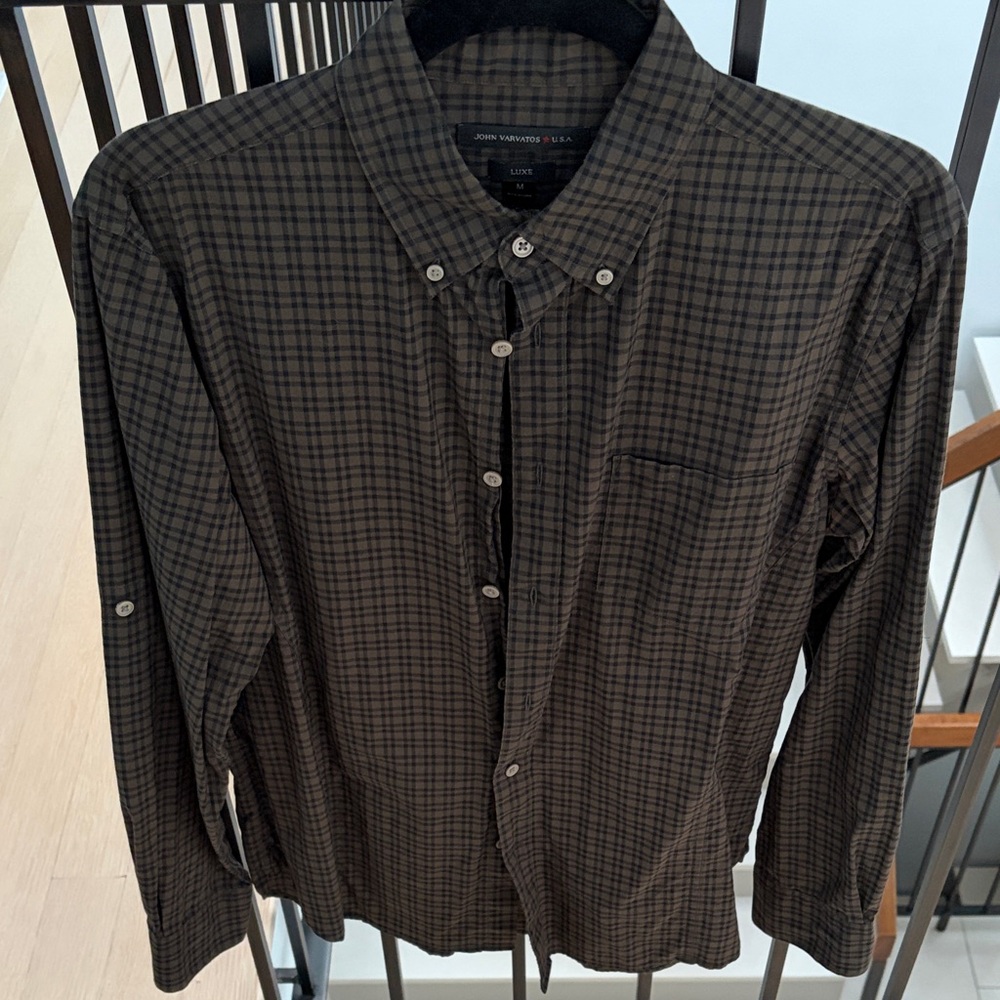 John Varvatos Checkered Button Down Shirt